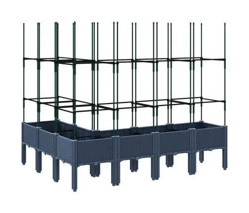 Dārza Puķu Kaste Ar Špaleru, Zili Pelēka, 160X120X142,5 Cm, Pp Vidaxl