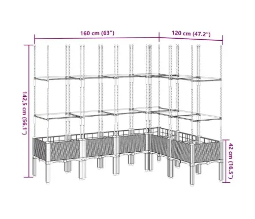 Dārza Puķu Kaste Ar Špaleru, Zili Pelēka, 160X120X142,5 Cm, Pp Vidaxl