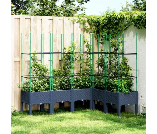 Dārza Puķu Kaste Ar Špaleru, Zili Pelēka, 160X120X142,5 Cm, Pp Vidaxl