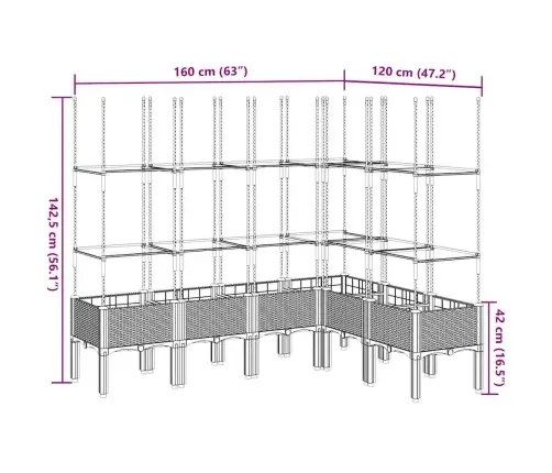 Võrega Taimekast, Must, 160 X 120 X 142,5 cm Pp