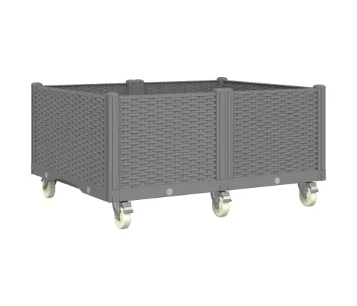 Dārza Puķu Kaste Ar Riteņiem, Gaiši Pelēka, 100X80X54 Cm, Pp Vidaxl