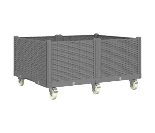 Dārza Puķu Kaste Ar Riteņiem, Gaiši Pelēka, 100X80X54 Cm, Pp Vidaxl