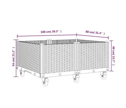 Dārza Puķu Kaste Ar Riteņiem, Gaiši Pelēka, 100X80X54 Cm, Pp Vidaxl