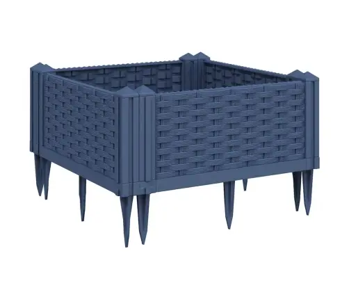 Dārza Puķu Kaste Ar Mietiņiem, Zili Pelēka, 42,5X42,5X28,5 Cm, Pp Vidaxl