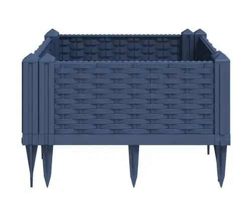 Dārza Puķu Kaste Ar Mietiņiem, Zili Pelēka, 42,5X42,5X28,5 Cm, Pp Vidaxl