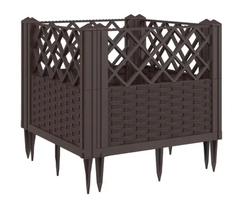 Dārza Puķu Kaste Ar Mietiņiem, Brūna, 43,5X43,5X43,5 Cm, Pp Vidaxl