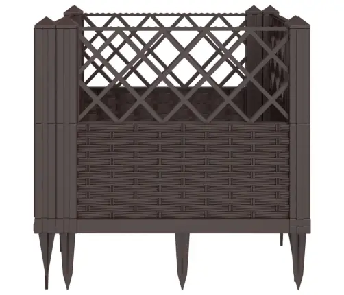 Dārza Puķu Kaste Ar Mietiņiem, Brūna, 43,5X43,5X43,5 Cm, Pp Vidaxl