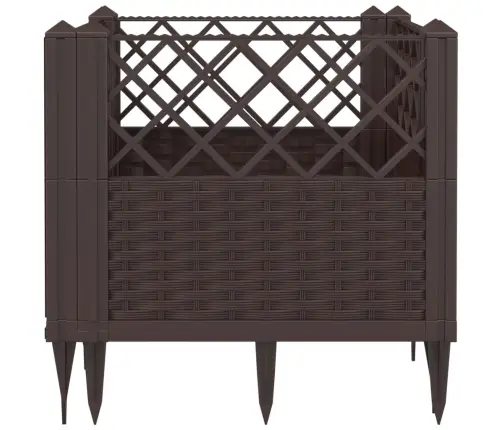 Dārza Puķu Kaste Ar Mietiņiem, Brūna, 43,5X43,5X43,5 Cm, Pp Vidaxl