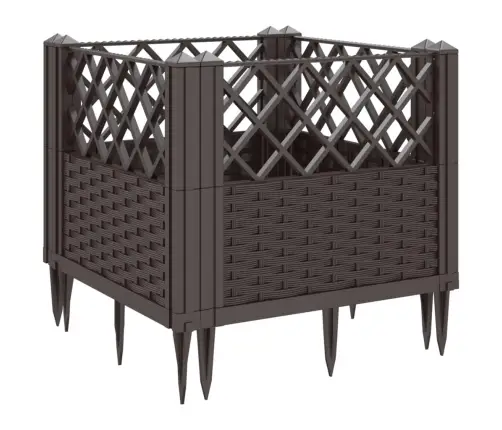 Dārza Puķu Kaste Ar Mietiņiem, Brūna, 43,5X43,5X43,5 Cm, Pp Vidaxl