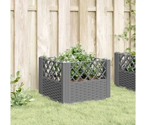 Dārza Puķu Kaste Ar Mietiņiem Gaiši Pelēka 43,5X43,5X43,5 Cm Pp Vidaxl