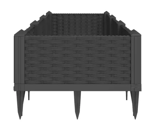 Dārza Puķu Kaste Ar Mietiņiem, Melna, 125X40X28,5 Cm, Pp Vidaxl