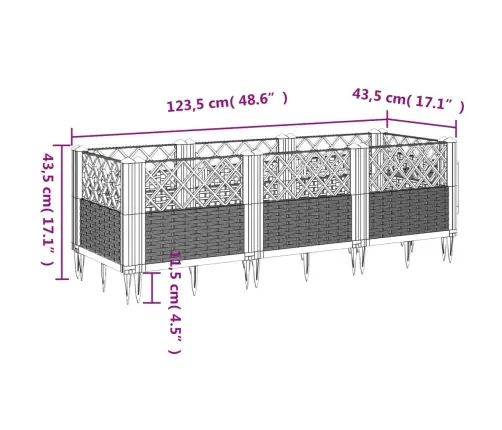 Sodo Lovelis Su Kuoliukais, Pilkas, 123,5X43,5X43,5cm Pp