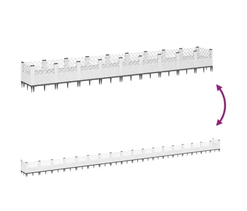 Dārza Puķu Kaste Ar Mietiņiem, Balta, 363,5X43,5X43,5 Cm, Pp Vidaxl