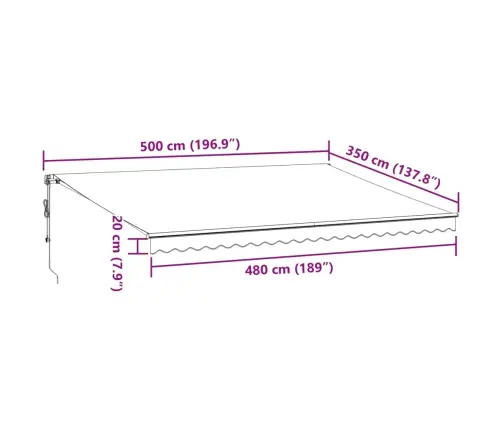 Automatinė Ištraukiama Markizė Su Led, Bordo Spalvos, 500X350Cm