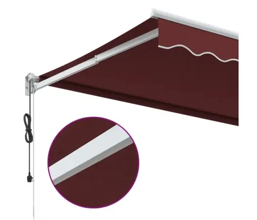 Izvelkama Markīze, 350X250 Cm, Automātiska, Vīnsarkana Vidaxl