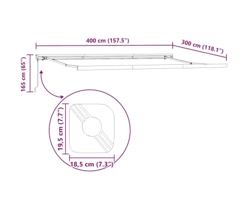 Käsitsi Sissetõmmatav Varikatus, Veinipunane, 400 X 300 Cm