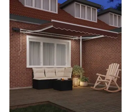 Izvelkama Markīze Ar Led, Manuāla, 300X250 Cm, Brūns Vidaxl