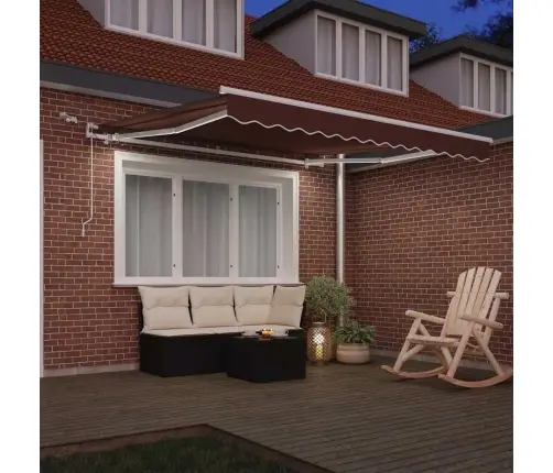 Izvelkama Markīze Ar Led, Automātiska, 300X250 Cm, Brūns Vidaxl