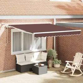 Izvelkama Markīze Ar Led, Automātiska, 300X250 Cm, Brūns Vidaxl