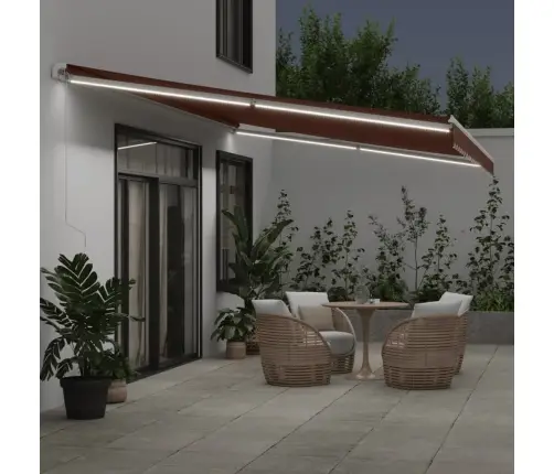 Izvelkama Markīze Ar Led, Manuāla, 600X350 Cm, Brūns Vidaxl