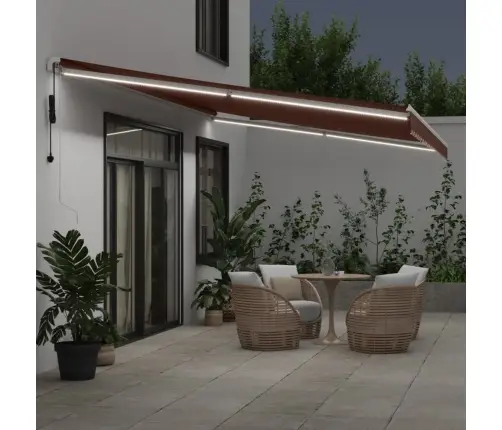 Automātiski Izvelkama Markīze, Led, Brūns, 600X350 Cm Vidaxl