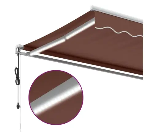 Automātiski Izvelkama Markīze, Led, Brūns, 600X350 Cm Vidaxl
