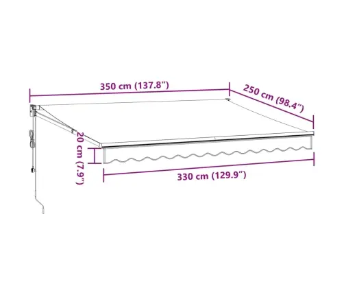Izvelkama Markīze Ar Led, Manuāla, 350X250 Cm, Brūna Vidaxl