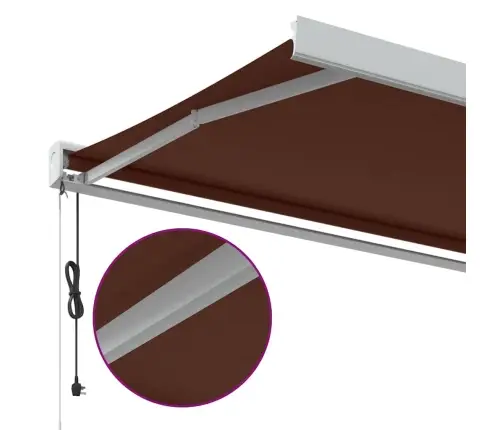 Izvelkama Markīze Ar Led, Manuāla, 350X250 Cm, Brūna Vidaxl