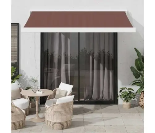 Izvelkama Markīze Ar Led, Manuāla, 350X250 Cm, Brūna Vidaxl