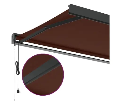 Izvelkama Markīze Ar Led, Manuāla, 350X250 Cm, Brūna Vidaxl