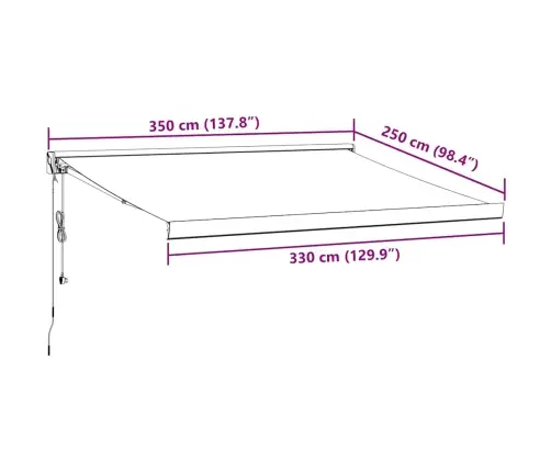 Izvelkama Markīze Ar Led, Manuāla, 350X250 Cm, Brūna Vidaxl
