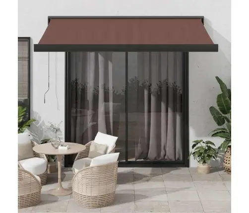 Izvelkama Markīze Ar Led, Manuāla, 350X250 Cm, Brūna Vidaxl