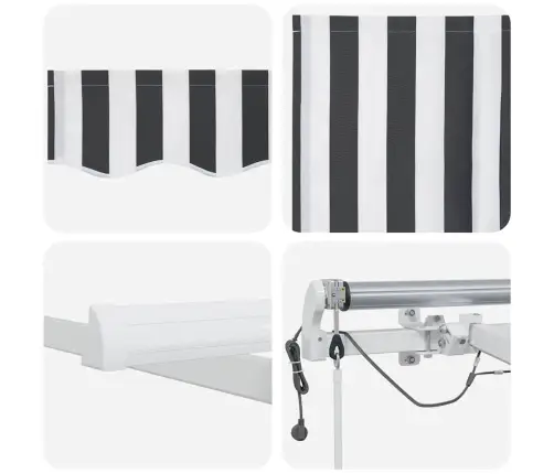 Automātiski Izvelkama Markīze, Led, Pelēka Un Balta, 300X250 Cm Vidaxl