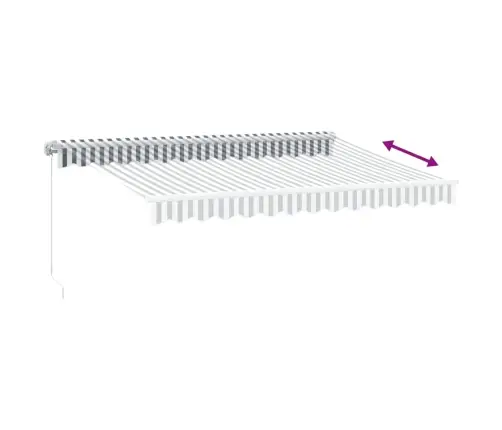 Manuāli Izvelkama Nojume Ar Led, Pelēka Un Balta, 350X250 Cm Vidaxl
