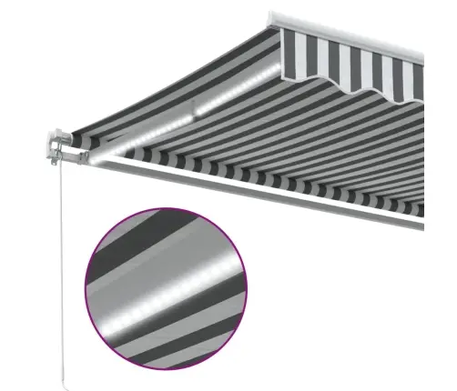 Manuāli Izvelkama Nojume Ar Led, Pelēka Un Balta, 350X250 Cm Vidaxl
