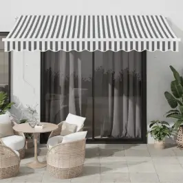 Manuāli Izvelkama Nojume Ar Led, Pelēka Un Balta, 350X250 Cm Vidaxl Manuāli Izvelkama Nojume Ar Led, Pelēka Un Balta, 350X250 Cm Vidaxl