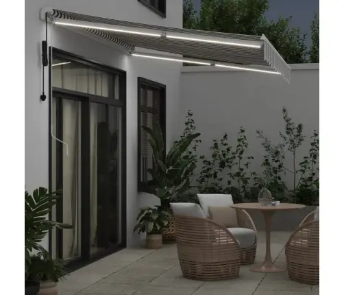Automātiski Izvelkama Markīze, Led, Pelēka Un Balta, 350X250 Cm Vidaxl