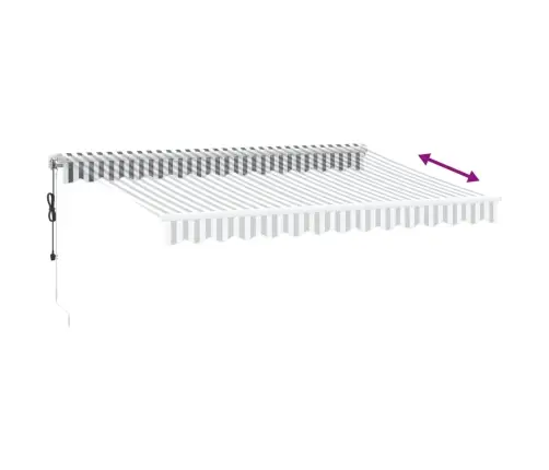Automātiski Izvelkama Markīze, Led, Pelēka Un Balta, 350X250 Cm Vidaxl
