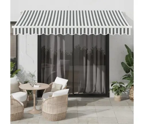 Automātiski Izvelkama Markīze, Led, Pelēka Un Balta, 350X250 Cm Vidaxl