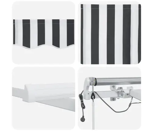 Automātiski Izvelkama Markīze, Led, Pelēka Un Balta, 400X300 Cm Vidaxl