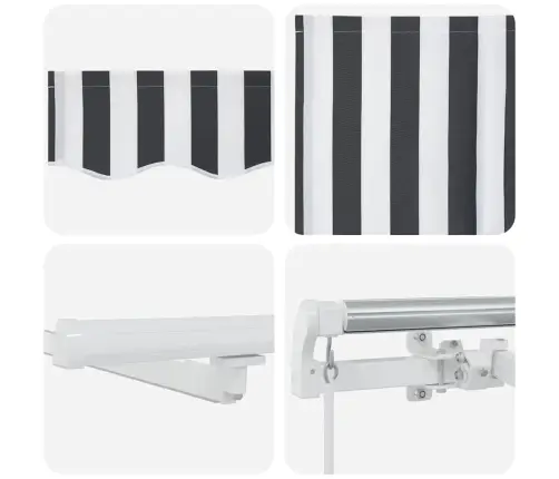 Manuāli Izvelkama Nojume Ar Led, Pelēka Un Balta, 450X300 Cm Vidaxl
