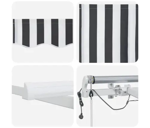 Automātiski Izvelkama Markīze, Led, Pelēka Un Balta, 450X300 Cm Vidaxl