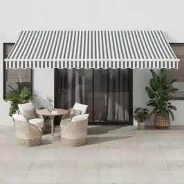 Manuāli Izvelkama Nojume, Pelēka Un Balta, 450X350 Cm Vidaxl
