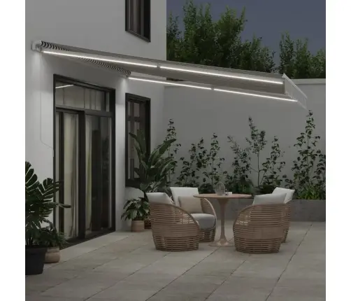Manuāli Izvelkama Nojume Ar Led, Pelēka Un Balta, 450X350 Cm Vidaxl