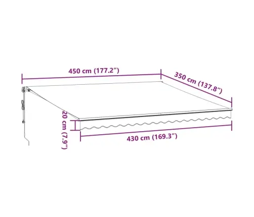 Manuāli Izvelkama Nojume Ar Led, Pelēka Un Balta, 450X350 Cm Vidaxl