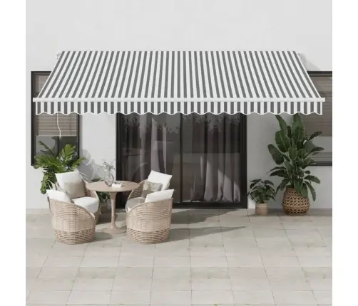 Manuāli Izvelkama Nojume Ar Led, Pelēka Un Balta, 450X350 Cm Vidaxl