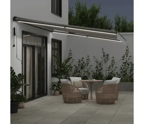 Automātiski Izvelkama Markīze, Led, Pelēka Un Balta, 450X350 Cm Vidaxl