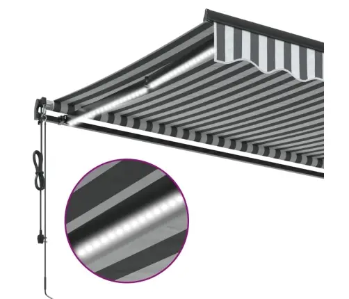 Automātiski Izvelkama Markīze, Led, Pelēka Un Balta, 450X350 Cm Vidaxl