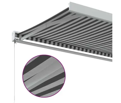 Izvelkama Markīze Antracītpelēka Balta Audums Alumīnijs Vidaxl