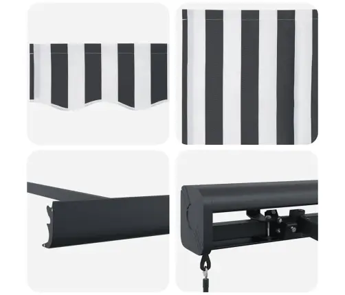 Ištraukiama Markizė, Antracito/Balta, 4X3M, Audinys/Aliuminis